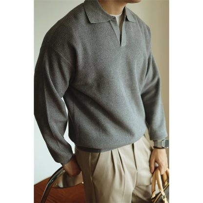 Lapel Warm Men's Long Sleeve Base