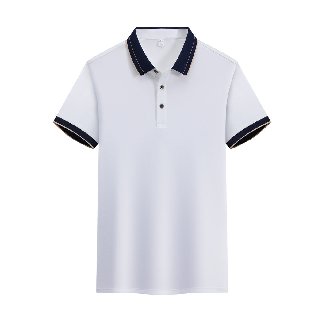 Ice Ion Mercerized Pearl Cotton Color Matching Collar Polo Shirt For Men And Women