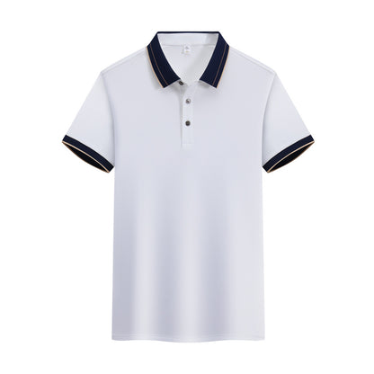Ice Ion Mercerized Pearl Cotton Color Matching Collar Polo Shirt For Men And Women