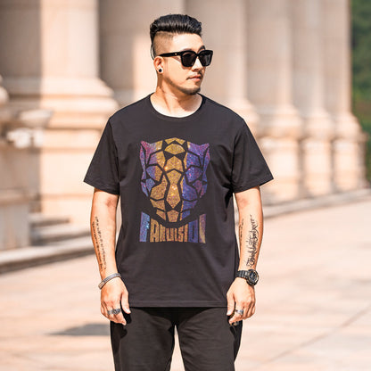 Fashion Personality Hot Diamond Plus Fat Short-Sleeved T-shirt Men