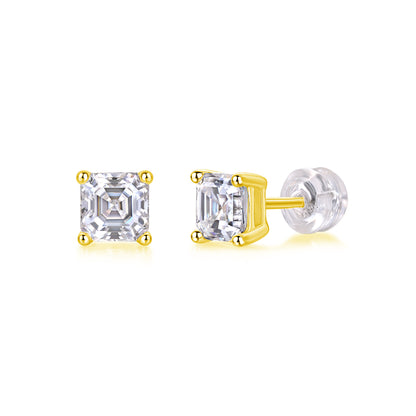 Unrestrained - Top-quality Moissanite S925 Silver And Platinum-plated Stud Earrings, A Fashionable And Trendy Accessory That Can Be Tested With A Diamond Pen In Gold Rose Gold