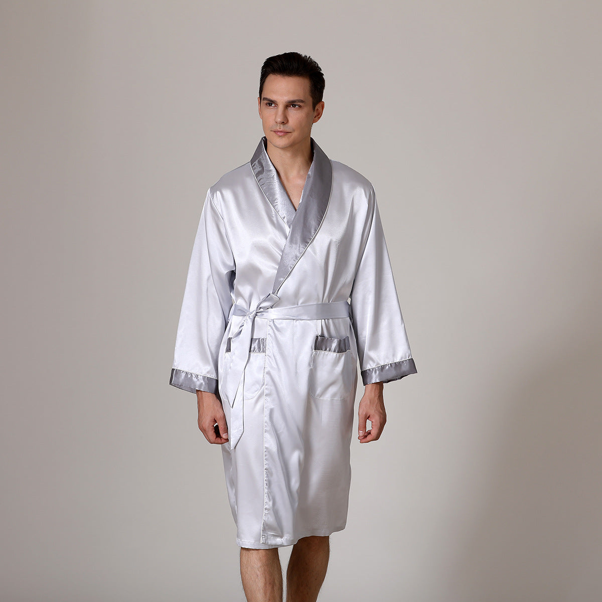 Men's Summer Silk Bathrobe Nightgown