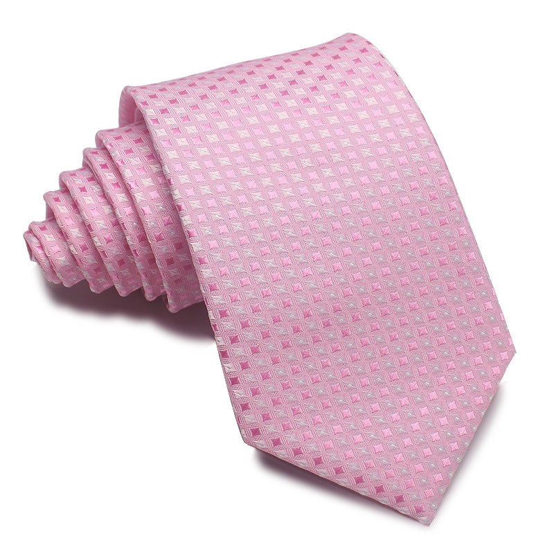 8CM Polyester Jacquard Striped Tie Men's Business Formal Red Black Blue