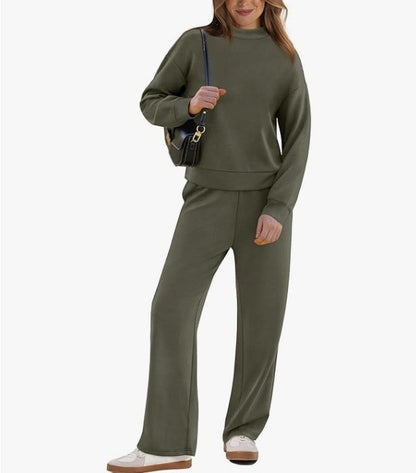 Women's Casual Suit Long-sleeved Wide-leg Pants Two-piece Set