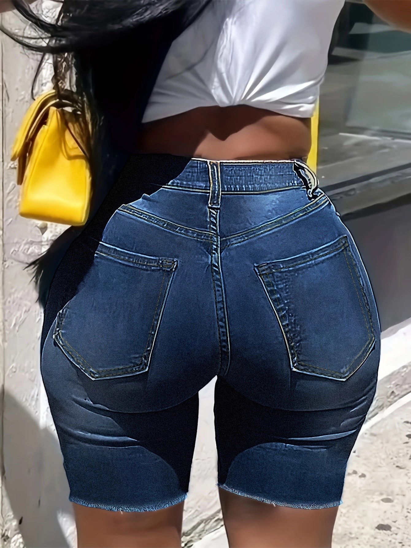 High-waisted Slim-fit Ripped Women's Denim Shorts