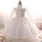 Long-sleeved girls dress rose children's wedding dress skirt
