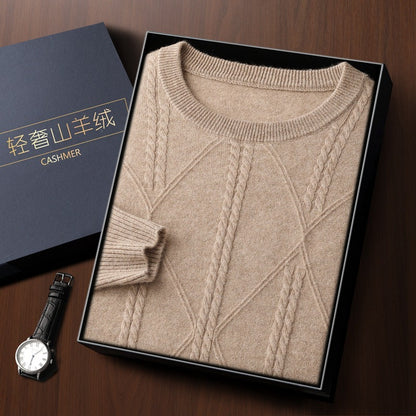 Autumn And Winter New Round Neck Diamond Lattice Twisted Cashmere Men's Sweater
