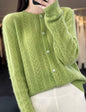 Round Neck Cardigan Hollow Cashmere Sweater Coat For Women