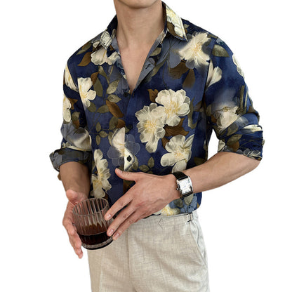 Floral Niche Thin Trendy High Sense Loose Short Sleeve Shirt