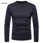 Plus velvet Warm Henley Collar Long-Sleeved T-Shirt Bottoming Shirt