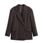 Autumn New Double-breasted Retro Women's Suit Metal Buckle Belt Culottes