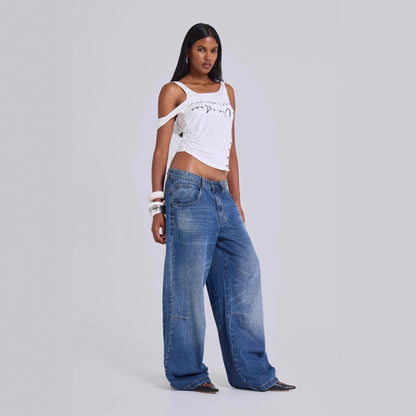 Women's Multi-beaded Loose Cool Jeans Women's
