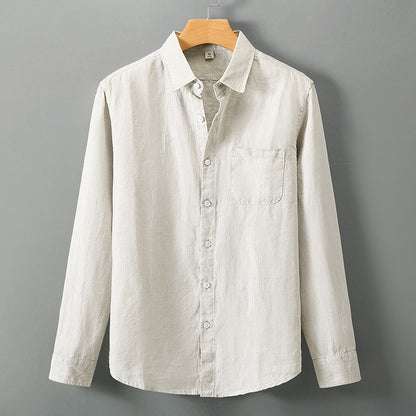 Linen Shirt Men's Long Sleeve Loose Thin Casual