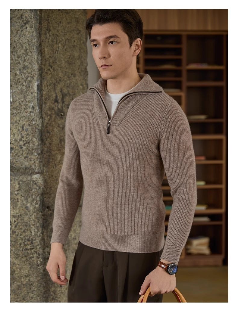 Half-height Zip Turtleneck Sweater Men's Long Sleeve
