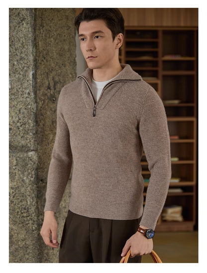 Half-height Zip Turtleneck Sweater Men's Long Sleeve