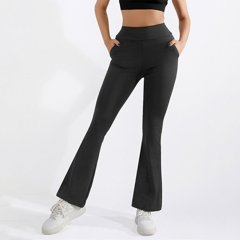 Women's High Waist Hip Lift Stretch Brushed Pocket Shark Pants