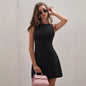 Women's Solid Color Temperament Breasted Sleeveless Dress
