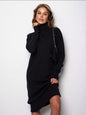 Women's High Collar Loose Inner Solid Color Knitted Dress