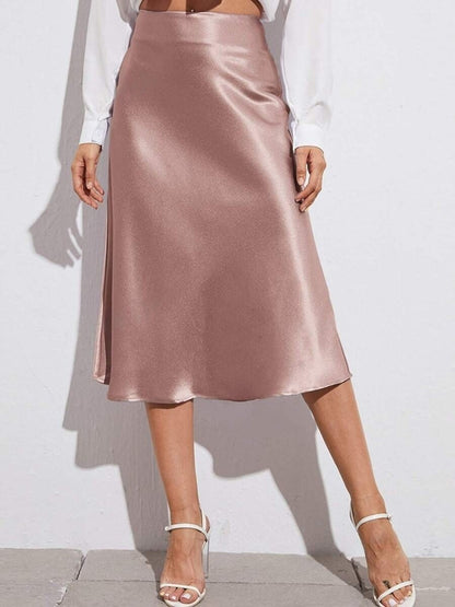 High-waist Satin Midi Skirt Spring Summer Women