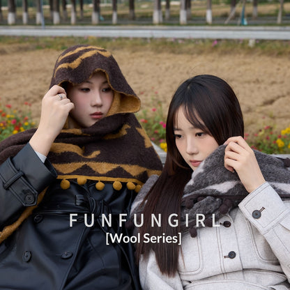 Double-sided Wool Shawl Reversible Warm Cloak