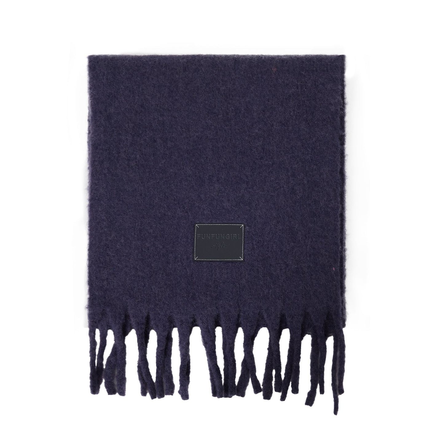 Solid Color Fringe Wool Scarf Women's Thickened Warm Neck Wrap