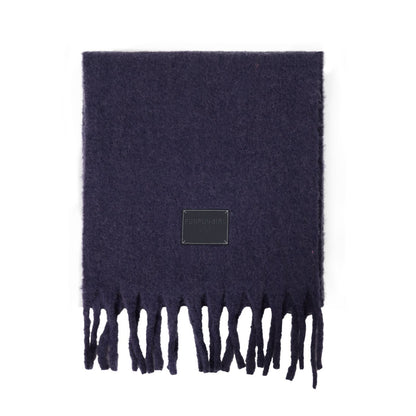 Solid Color Fringe Wool Scarf Women's Thickened Warm Neck Wrap