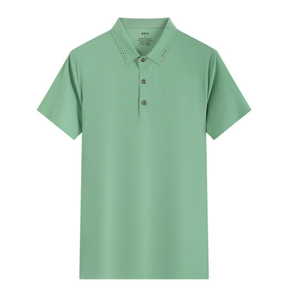 Ice Silk Short Sleeve Men's And Women's Solid Color Business Polo Shirt