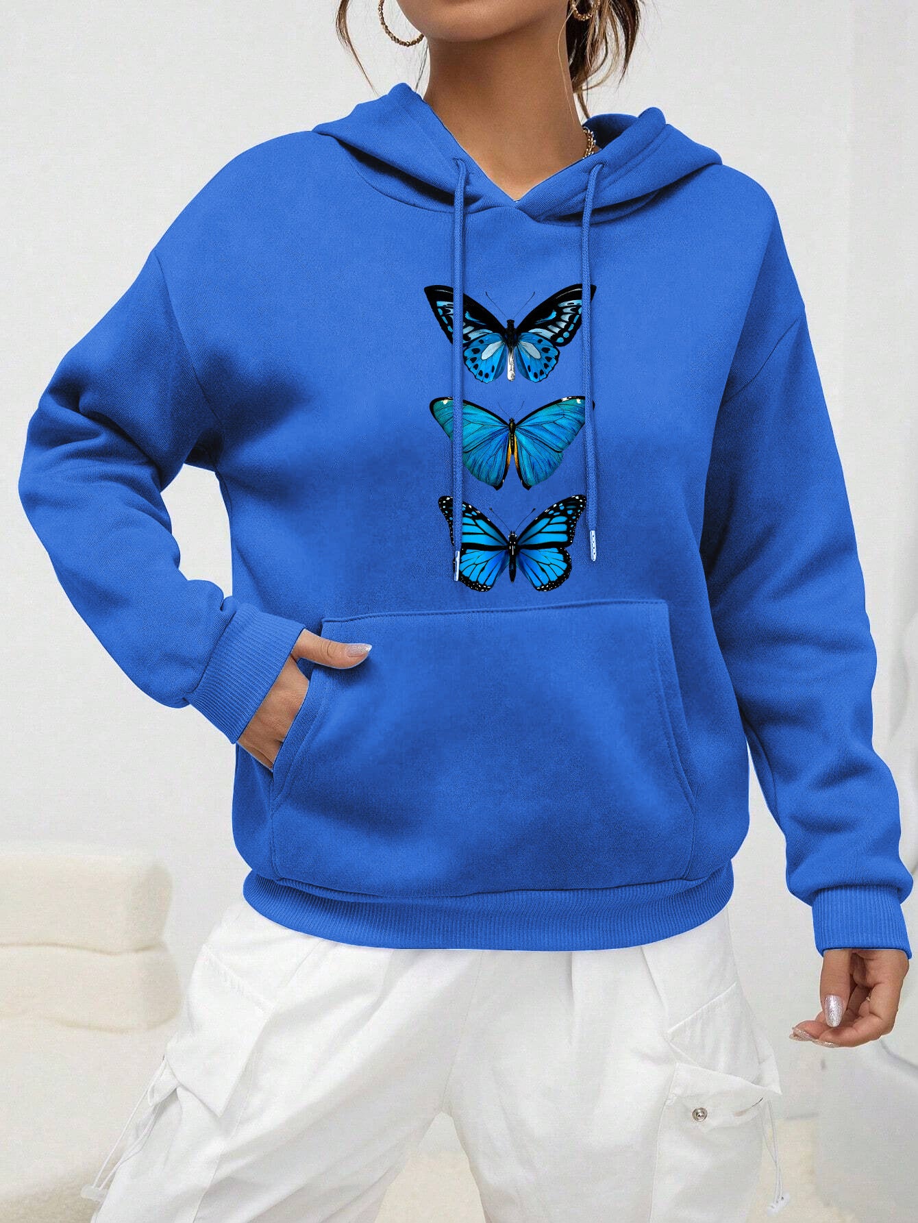 Sweet Hooded Long Sleeve Street Hipster Printed Pullover Sweatshirt