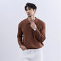 Men's Lapel Zipper Front Slim Pullover Sweater