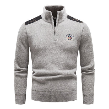 Velvet Stand Collar Thickened Men's Clothing Sweater