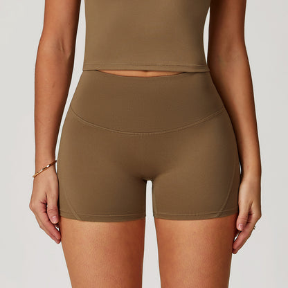Women's High Top Sports Brushed Tight Yoga Shorts