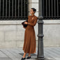 Fashion Slim Fit Pure Color Halter Long Sleeve Dress