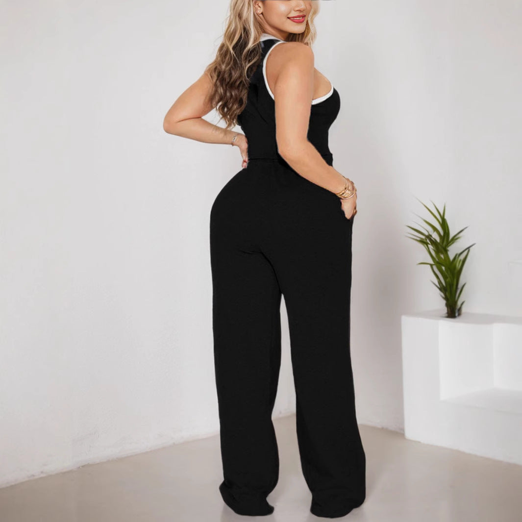 Sleeveless Tight Tank Top And Straight-leg Pants Two-piece Set