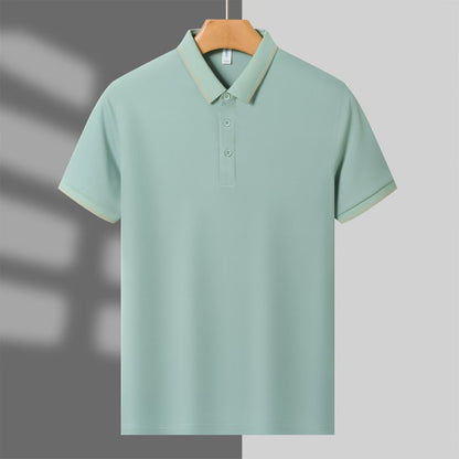 Summer Work Clothes Polo Shirt Ice Ion Single Collar Lapel Breathable Comfortable