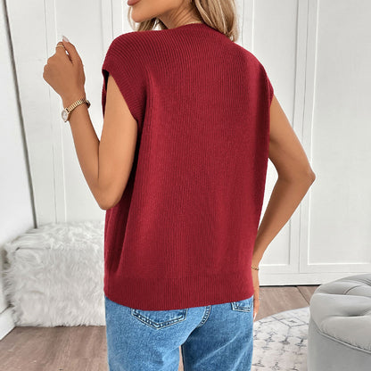 Retro College Style Solid Color Knitted Sweater Cardigan