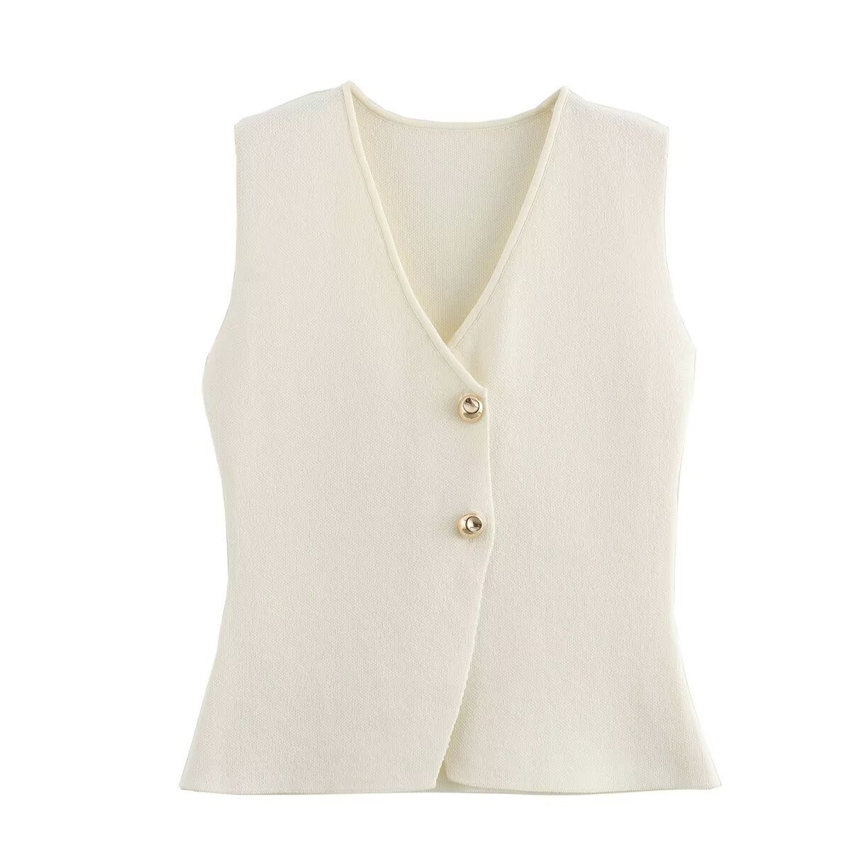 Women's New Gold Button Knit Vest