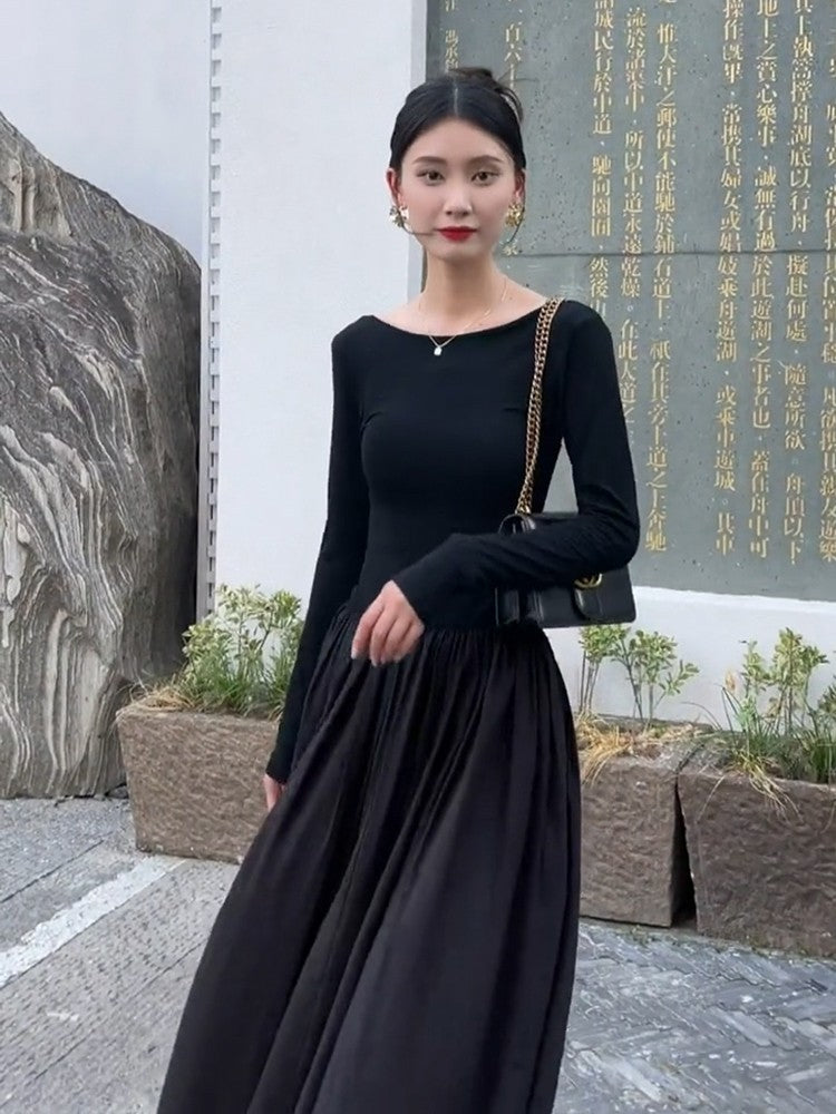 French Style High-grade Two-way U-collar Backless Dress