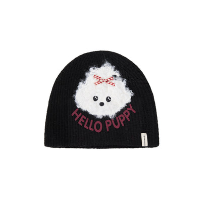 Cute Plush Puppy Knitted Women's Warm Wool Hat