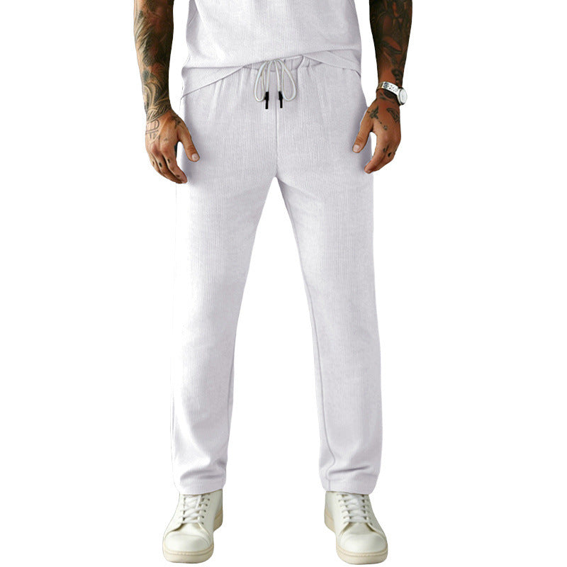 Mens Corduroy Slim Straight-fit Loose-fitting Trousers