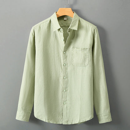 Linen Shirt Men's Long Sleeve Loose Thin Casual
