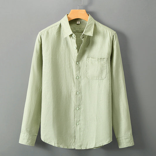 Linen Shirt Men's Long Sleeve Loose Thin Casual