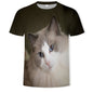 Digital Print Short Sleeve Cute Cat Men's T-shirt