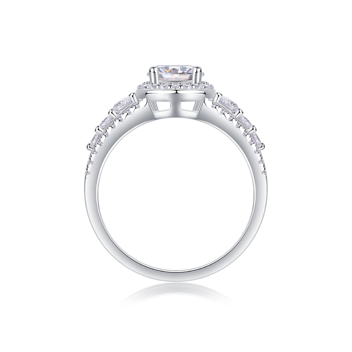Meteor Shower - Set With 1-carat Top-quality Moissanite S925 Silver And Platinum-plated Diamond Wedding Ring. The Ring Can Be Inspected With A Diamond Pen