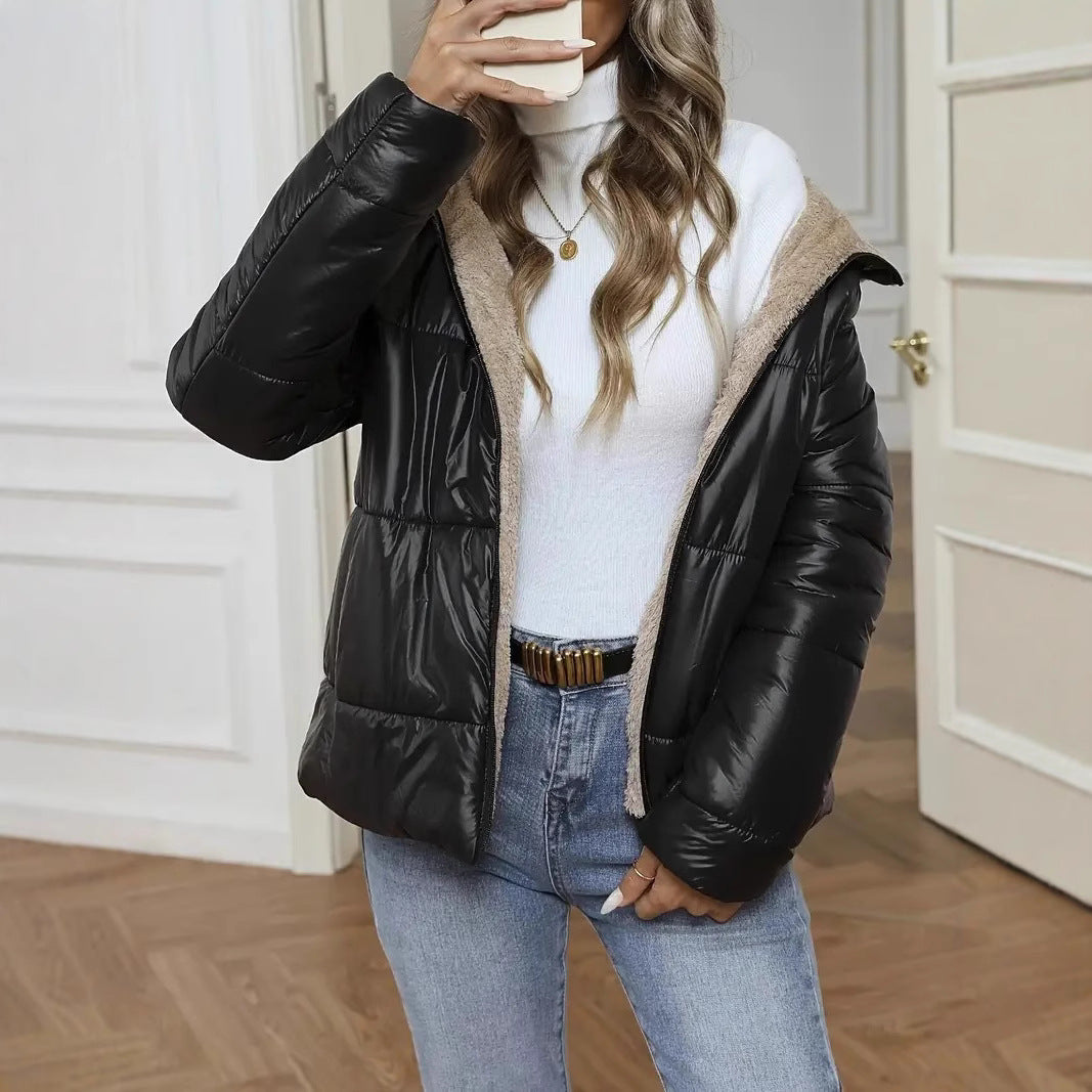 Women's Lamb Wool Long Cotton-padded Clothes Short Coat