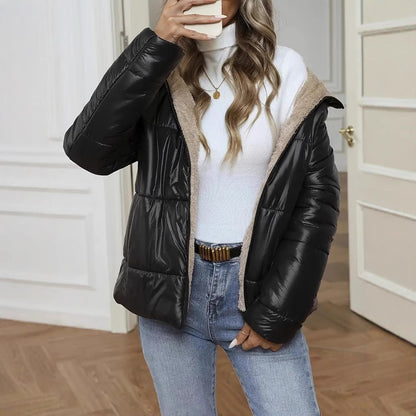 Women's Lamb Wool Long Cotton-padded Clothes Short Coat