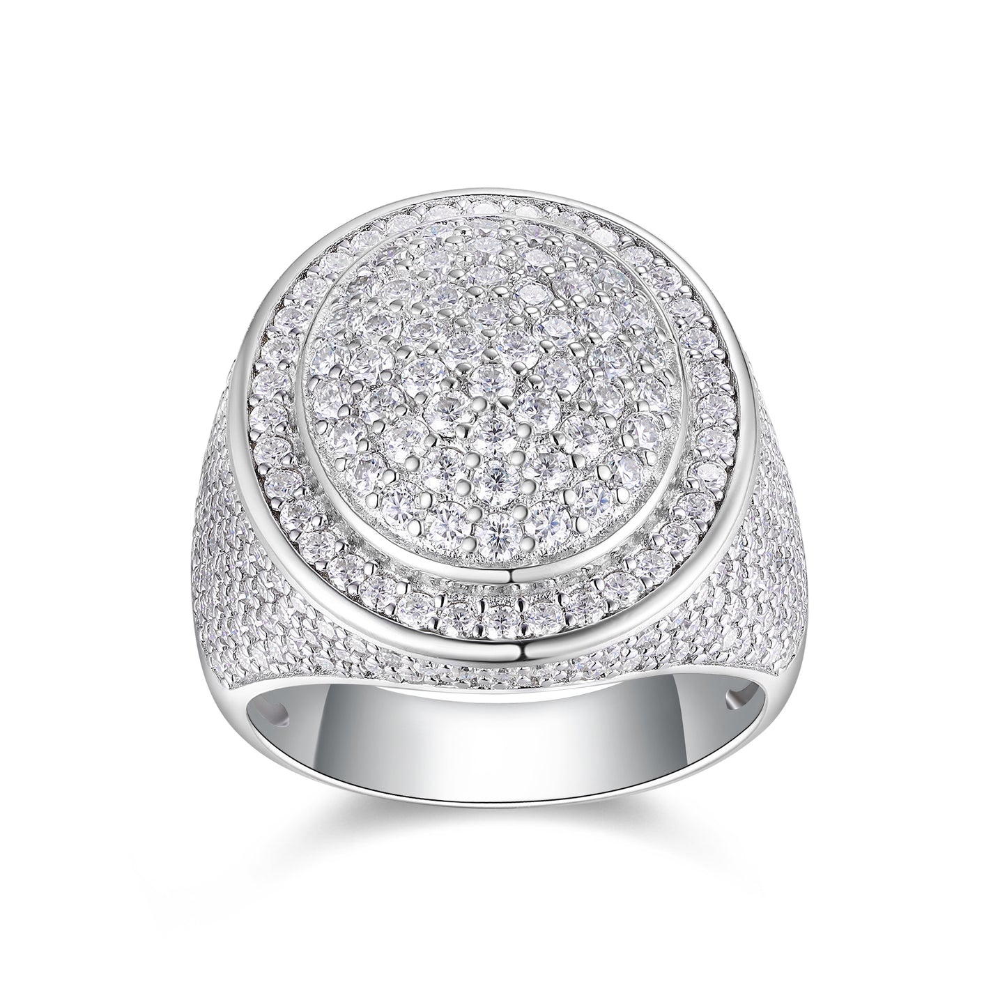 The King Of Hip-hop - Men's Ring, Diamond Ring And Wedding Ring Set With Top-quality Moissanite S925, Silver And Platinum-plated. The Ring Can Be Tested With A Diamond Pen