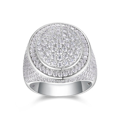 The King Of Hip-hop - Men's Ring, Diamond Ring And Wedding Ring Set With Top-quality Moissanite S925, Silver And Platinum-plated. The Ring Can Be Tested With A Diamond Pen