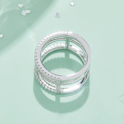 The Shining Ring - Set With Top-quality Moissanite S925 Silver And Platinum-plated Diamond Wedding Ring Can Be Inspected With A Diamond Pen