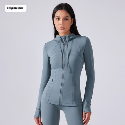 Yoga Clothes Coat Women's Body Shaping And Slim Looking Hooded Zipper