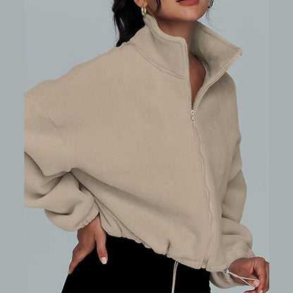 Loose Lapel Cardigan Zipper Sweater